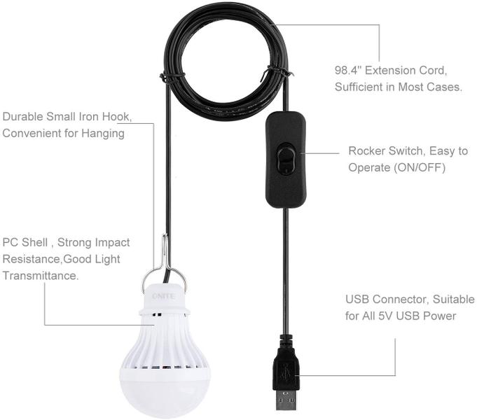 Imagem de Lâmpada LED USB Onite 5W Lanterna de acampamento branca quente