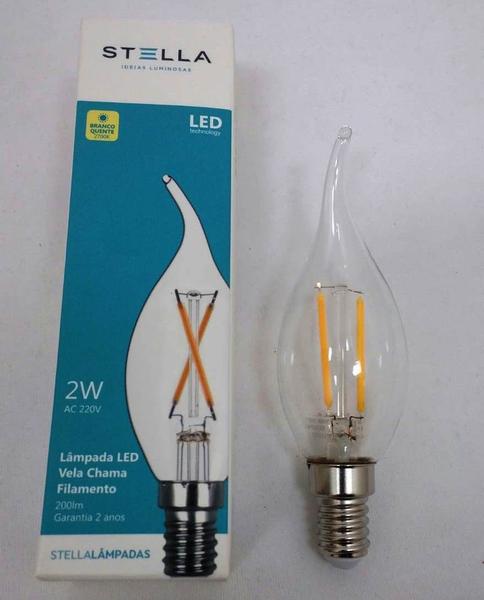 Imagem de Lampada Led Vela Chama Filamento 2w 2700k E14 220v Stella