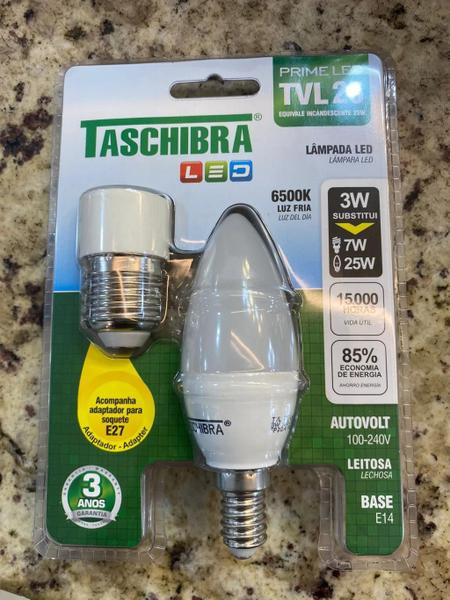 Imagem de Lampada Led Vela Taschibra 3.1w 6500k Autovolt E14 Leitosa