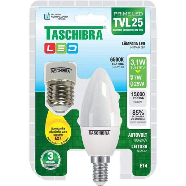 Imagem de Lampada Led Vela Taschibra 3,1W 6500K Leitosa Tvl25