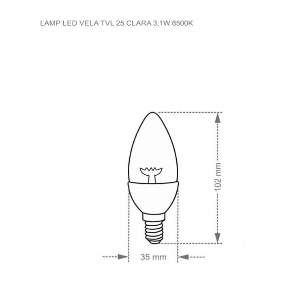 Imagem de lampada led vela tvl 25 3w taschibra