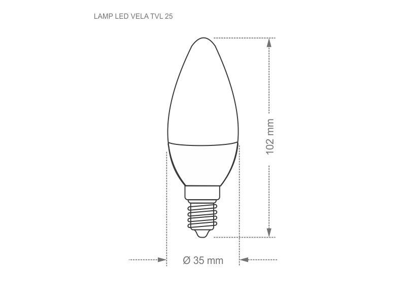 Imagem de Lâmpada LED Vela TVL 25 Clara 3W Luz Quente 2700K