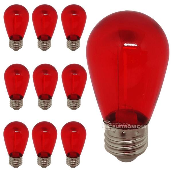 Imagem de Lâmpada LED VERMELHO Retrô 1w S14 110v Inquebrável e Impermeável 61464VM