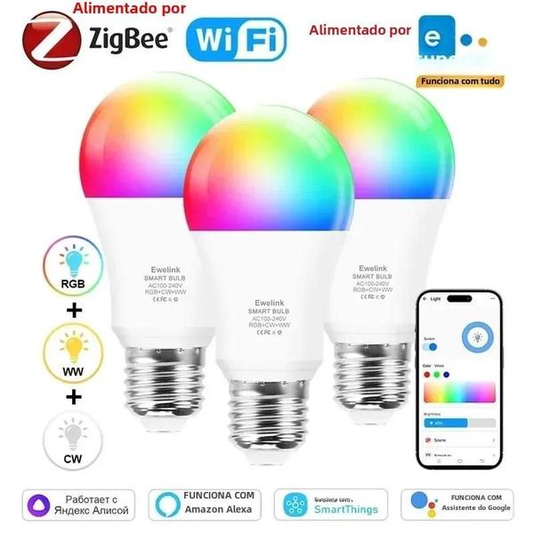 Imagem de Lâmpada LED Wi-Fi Inteligente E27 RGB - Regulável, Zigbee e Compatível com Alexa