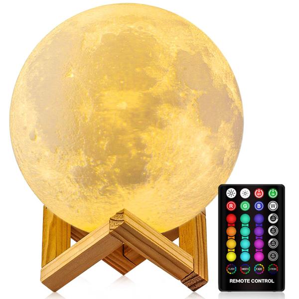 Imagem de Lâmpada lunar GDPETS Moon Night Light 12 cm com suporte e controle remoto