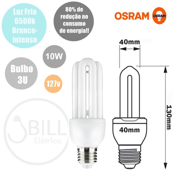 Imagem de Lâmpada Mini Compacta Reta 10w 127V E27 Branco Frio