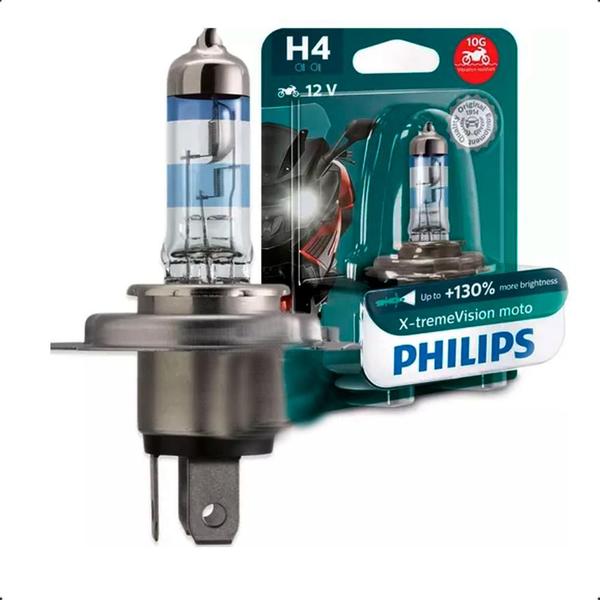 Imagem de Lâmpada Moto Halógena H4 X-Treme Vision Philips 55W 3400k