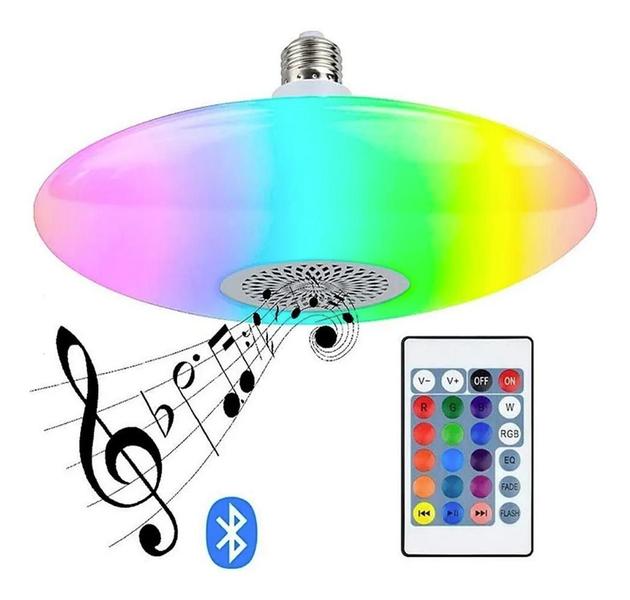 Imagem de Lampada Musical Ufo Light Led Rgb 48W Bluetooth Caixa De Som