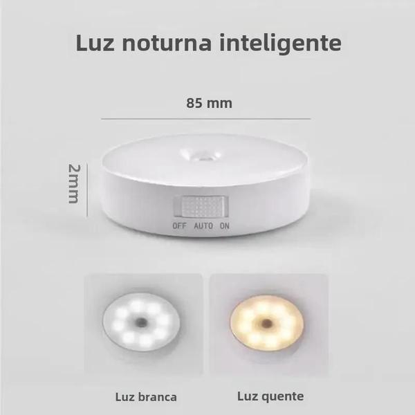 Imagem de Lâmpada Noturna LED Inteligente com Sensor de Presença - Carregamento USB Automático