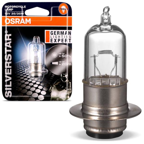 Imagem de Lâmpada Osram Halógena M5 SilverStar Standard 3400K 12V 35W Farol Moto