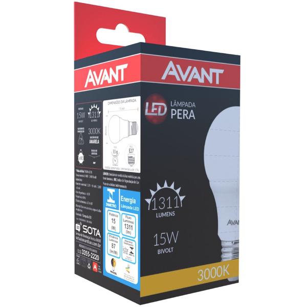 Imagem de Lâmpada Pera De Led Luz Amarela 3000k 15 Watts Bivolt - 278140570 - AVANT