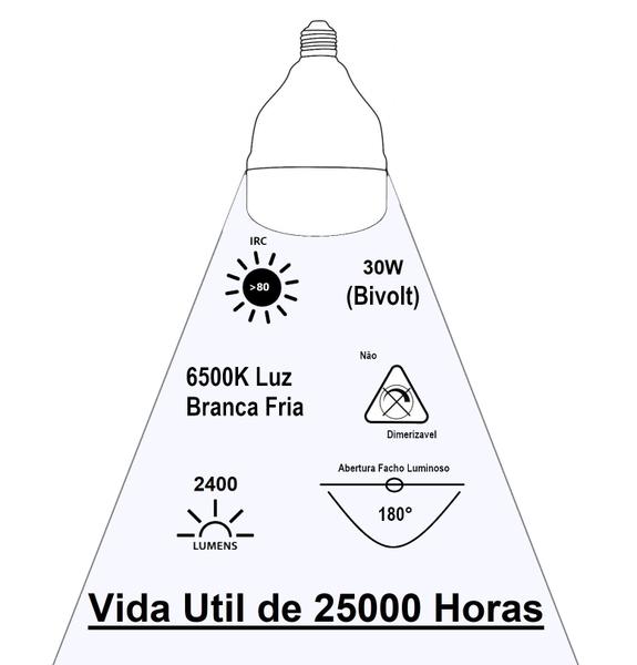 Imagem de Lâmpada PRO LED Alta potência 30W Blumenau Bivolt Luz Branca 6500K