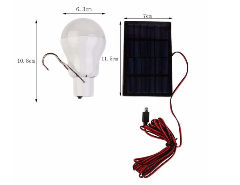 Imagem de Lâmpada Solar Com Bateria Recarregável e Placa Solar Para Trilhas e Acampamento