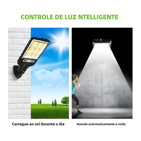 Imagem de Lâmpada Solar Exterior à Prova D'Água com Sensor - 108 LEDs, 3 Modos de Luz e Controle Remoto