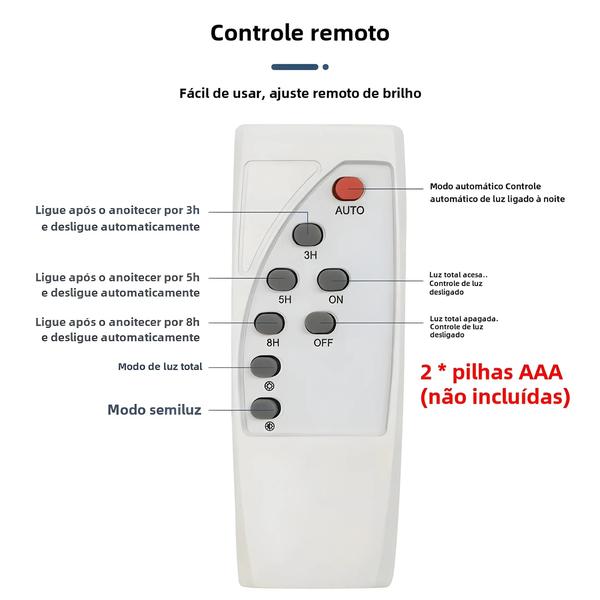 Imagem de Lâmpada Solar Externa 300W à Prova D'Água com Controle Remoto - Holofote para Jardim