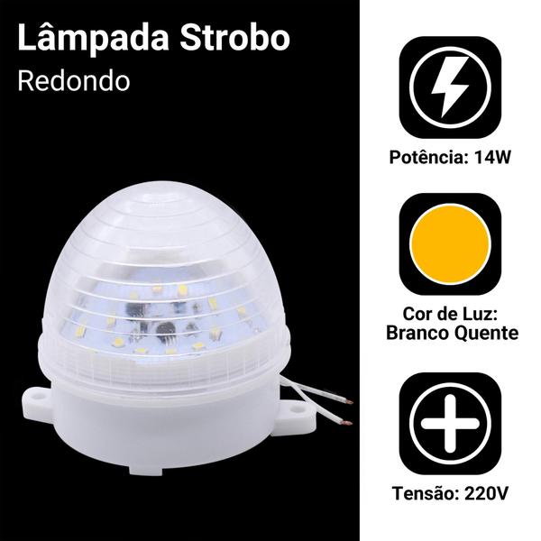 Imagem de Lâmpada Strobo Flash Sinalização DJ Festa 14w 220v Luz Quente