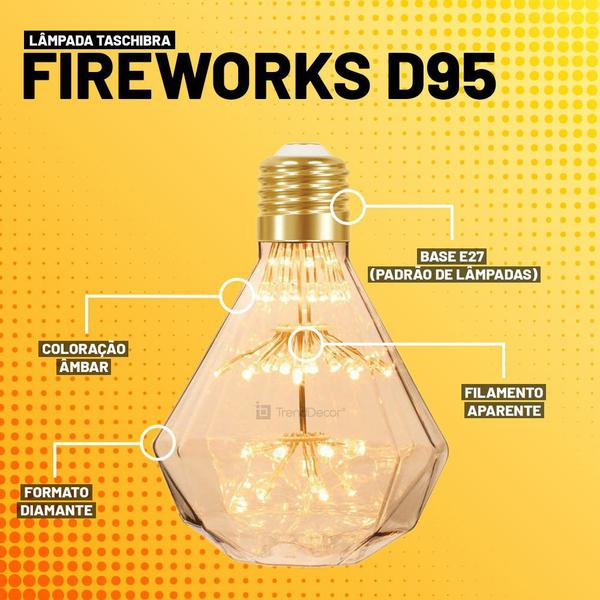 Imagem de Lâmpada Taschibra LED D95 Fireworks Vintage 2W Diamante