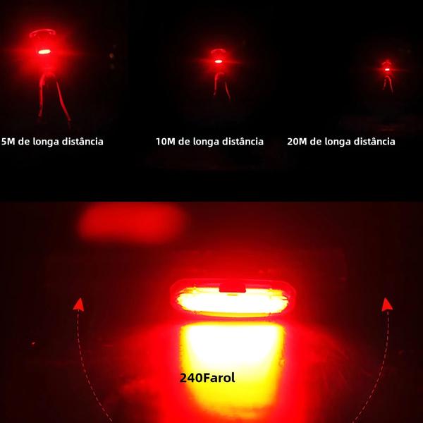 Imagem de Lâmpada Traseira de Bicicleta LED à Prova d'Água - Alta Luminosidade e Segurança Noturna