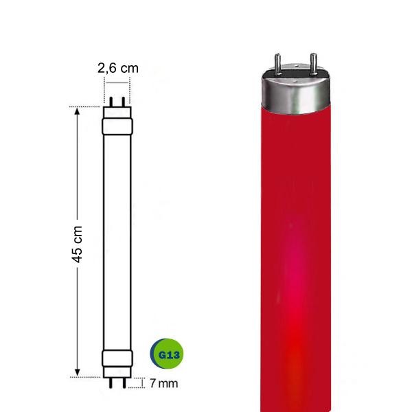 Imagem de Lâmpada Tubular Fluorescente T8 G13 15W Vermelha 45Cm