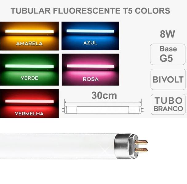 Imagem de Lâmpada Tubular T5 Fluorescente G5 8W Vermelha 30Cm