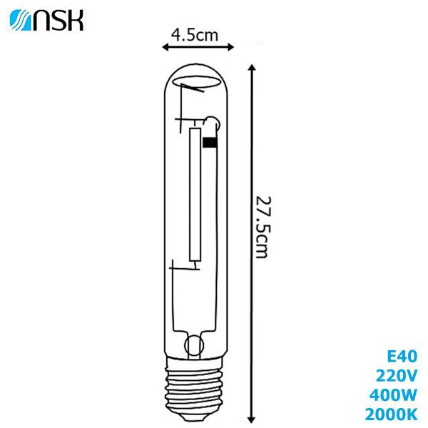 Imagem de Lâmpada Tubular Vapor de Sódio 400w 220v E40 Branco Quente