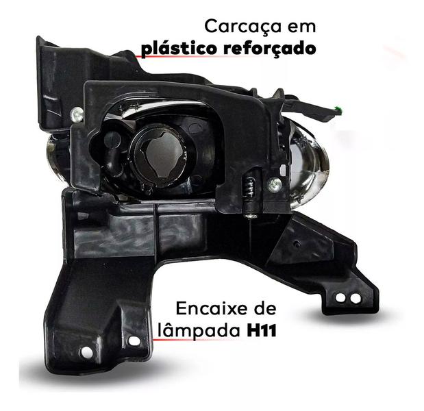 Imagem de Lâmpada Ultra LED R8 Premium - JR8 + Kit Farol de Milha Grade Cromada Honda City 2009 2010 2011