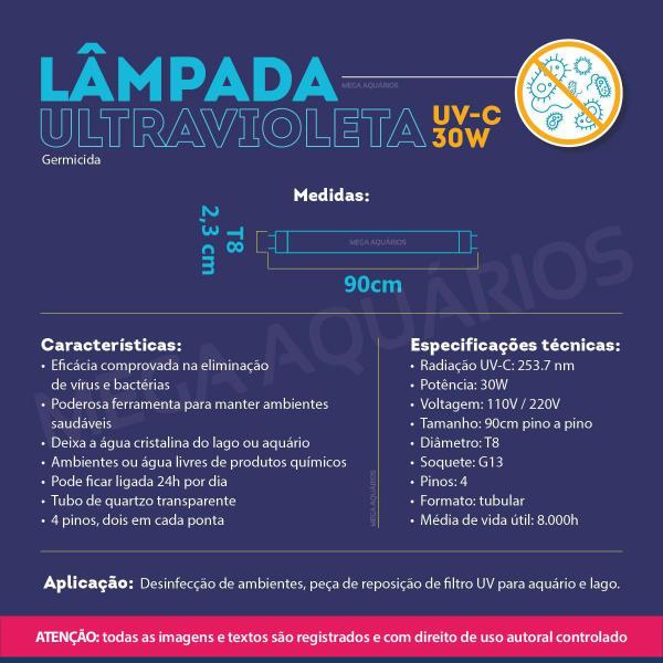 Imagem de Lâmpada Uv 30W Germicida Ultravioleta T8 90Cm Fluorescente