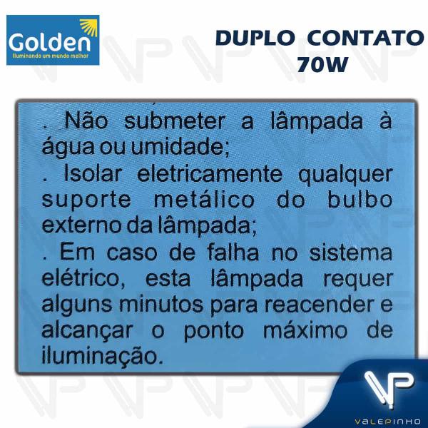 Imagem de Lâmpada vapor metálico duplo contato 70w 3000k(branco quente)rx7s 