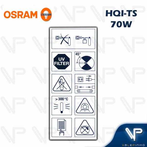 Imagem de Lâmpada vapor metálico duplo contato osram      70w 3000k(branco quente)rx7s hqi-ts wdl kit12