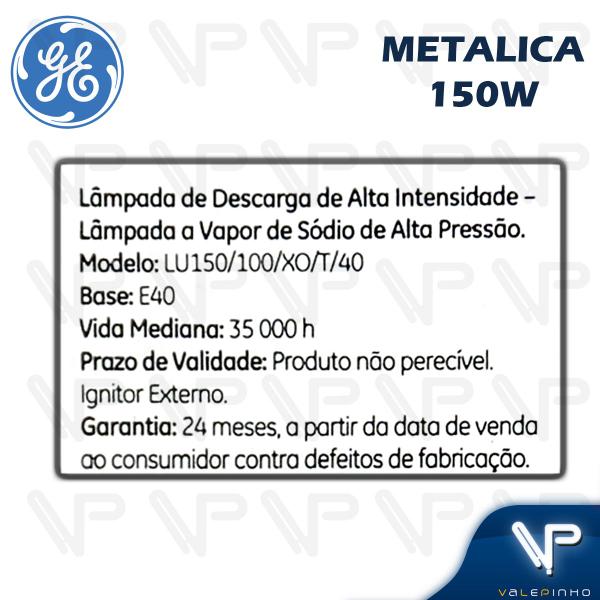 Imagem de Lâmpada vapor metálico tubular 150w 4200k(branco neutro)e40 kit12