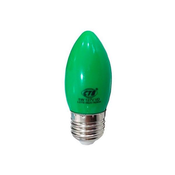 Lâmpada vela led e27 1w verde ctb 110v Imagem de Lâmpada vela led e27 1w verde ctb 110v