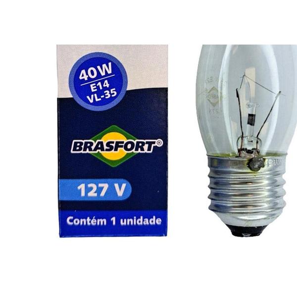 Imagem de Lampada Vela Lisa Brasfort 40Wx127V. Clara ./ Kit Com 10 Peças