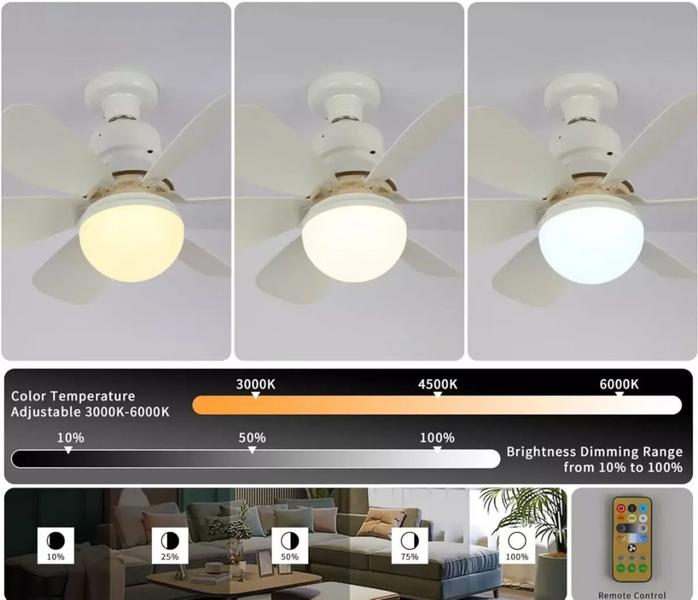 Imagem de Lâmpada Ventilador Com Led Silencioso Bivolt 2 Em 1 E27