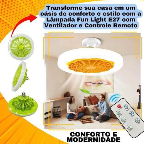 Imagem de Lâmpada Ventilador Led E27 Luz Teto Controle Remoto 3 Pás