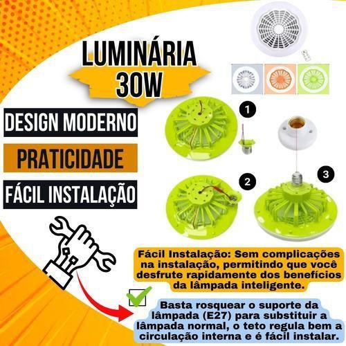 Imagem de Lâmpada Ventilador Led E27 Luz Teto Controle Remoto 3 Pás