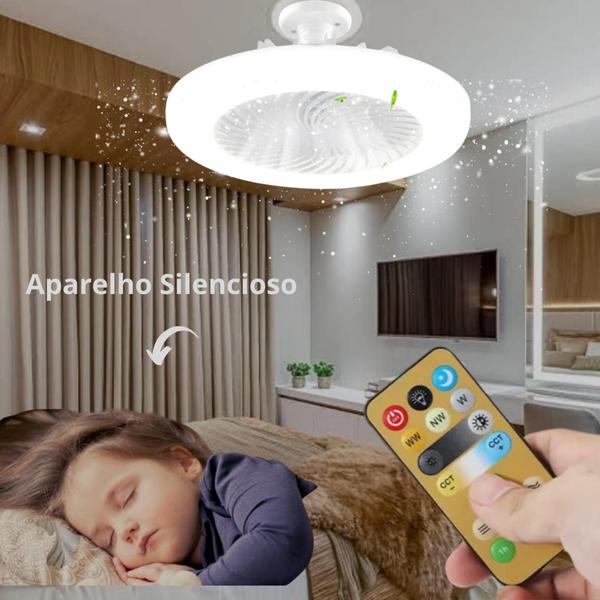 Imagem de Lâmpada Ventilador Teto Led Luminária Controle Remoto E27