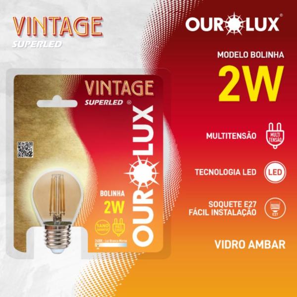 Imagem de Lâmpada Vintage Ourolux Superled Bolinha 2W 2400K