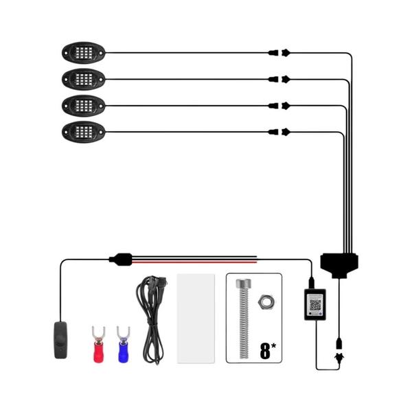 Imagem de Lâmpadas Ambientais RGB LED para Carro - 12V, Bluetooth, Controle Inteligente