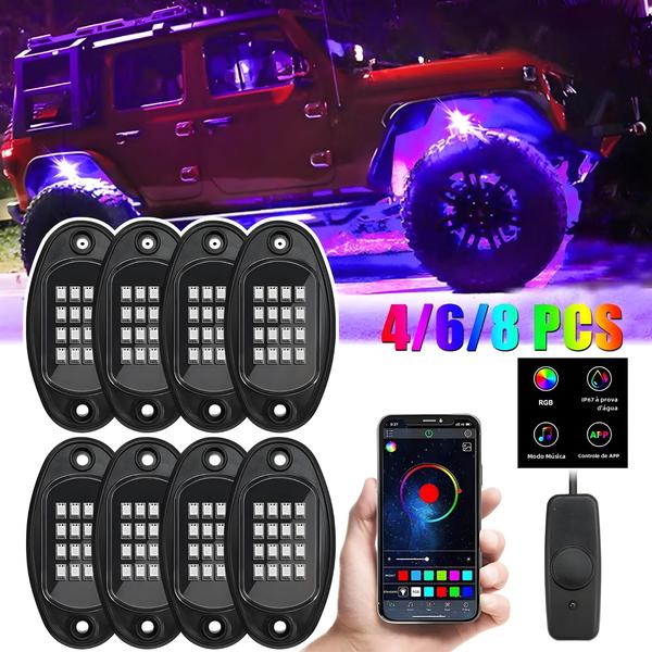 Imagem de Lâmpadas Ambientais RGB LED para Carro - 12V, Bluetooth, Controle Inteligente