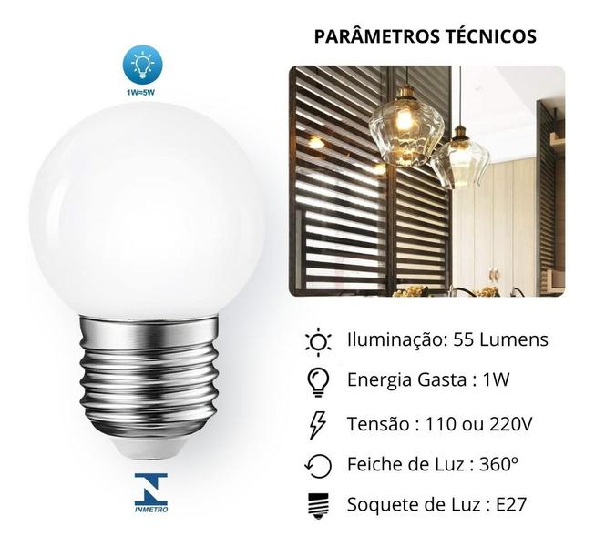 Imagem de Lâmpadas Bolinha 1w Led Branco Frio Ou Quente Kit Com 10 Uni