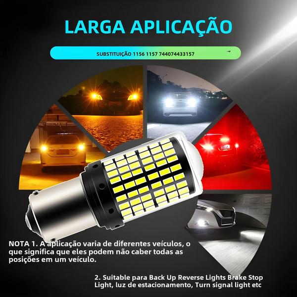 Imagem de Lâmpadas LED 1156 BA15S P21W BAU15S - 2 Peças com Tecnologia CanBus - 7440 W21W 3157 1157