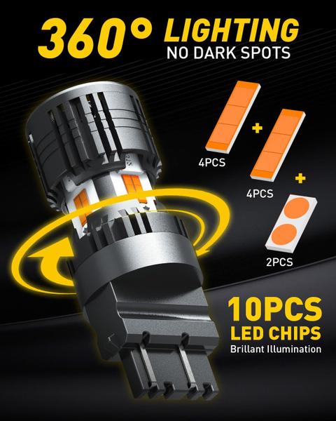 Lâmpadas LED AUXITO CANBUS 3157 Amarelo Âmbar de 4000 lm, pacote com 2 Imagem de Lâmpadas LED AUXITO CANBUS 3157 Amarelo Âmbar de 4000 lm, pacote com 2