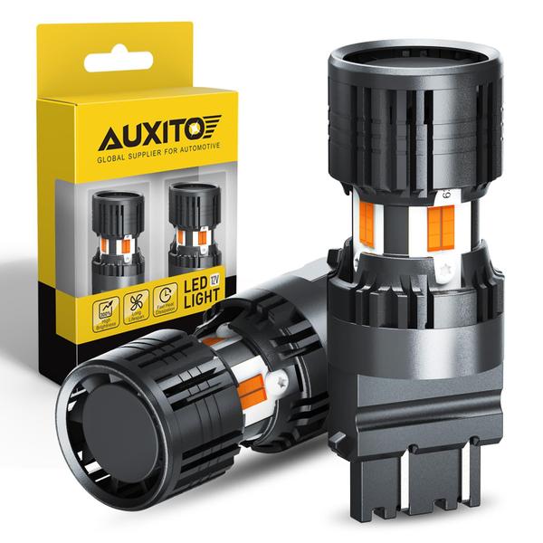 Lâmpadas LED AUXITO CANBUS 3157 Amarelo Âmbar de 4000 lm, pacote com 2 Imagem de Lâmpadas LED AUXITO CANBUS 3157 Amarelo Âmbar de 4000 lm, pacote com 2