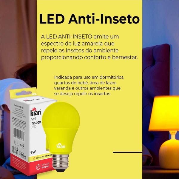 Imagem de Lâmpadas Led Repelente Anti-Inseto 9W Luz Amarela Kit C/6Un