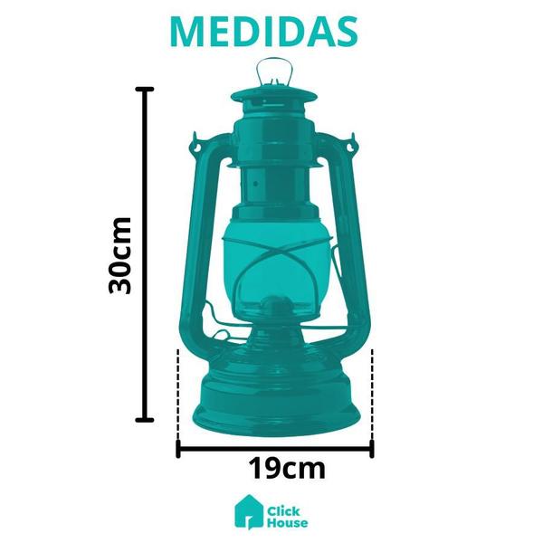 Imagem de Lampião A Querosene Camping Grande Lamparina Luminária Cores 300ml