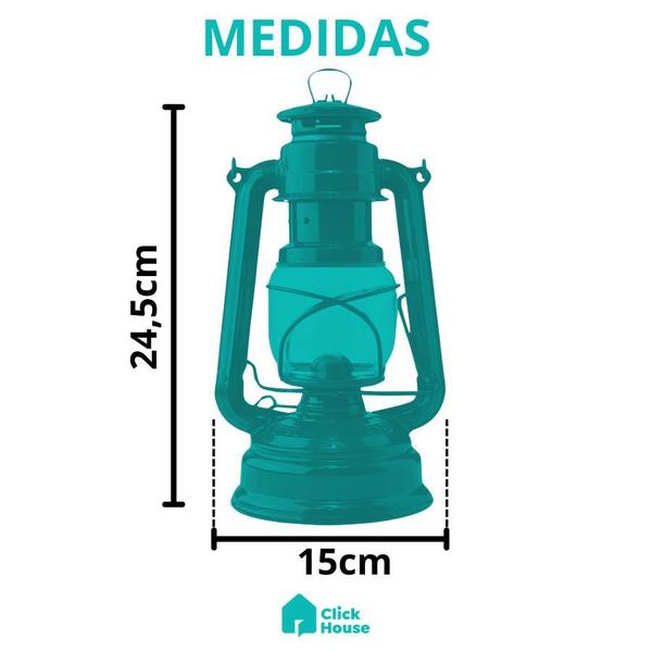 Imagem de Lampião A Querosene Camping Lamparina Luminária Cores 200ml