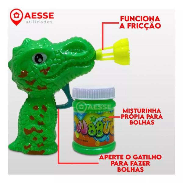 Imagem de Lança Bolhas Dinossauro Fricção Verde PI4039 - Pica Pau