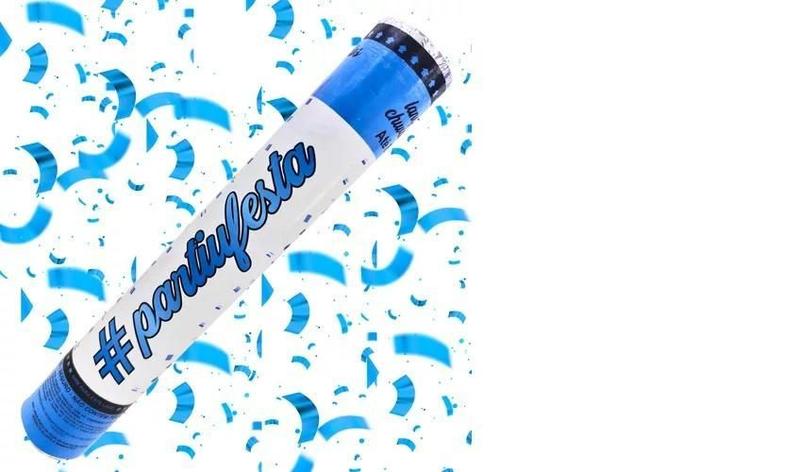 Imagem de Lança Confete Metalizado Festa Chá Revelação Ano Novo Azul