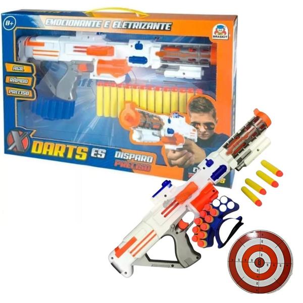 Imagem de Lança Dardos Arminha c/ 14 Dardos xDarts Estilo Nerf Braskit