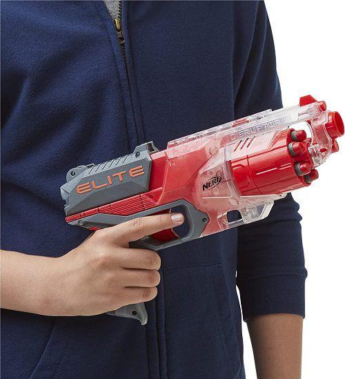 Imagem de Lança Dardos Nerf Elite Disruptor Translucida Com Tambor Giratório - Vemelho - Hasbro